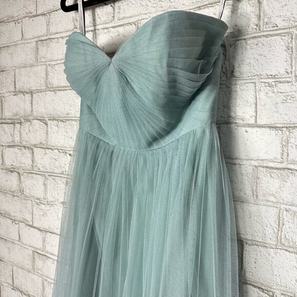 JENNY YOO Blue Dress Annabelle Bridesmaid Maxi Tulle Convertible Blue Green 2 - Picture 7 of 15
